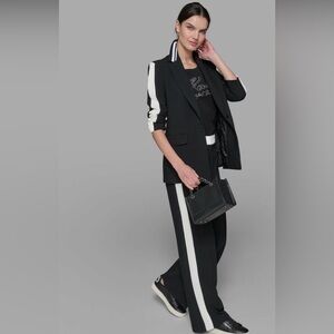 Karl Lagerfeld Pleated Trim Suiting Blazer